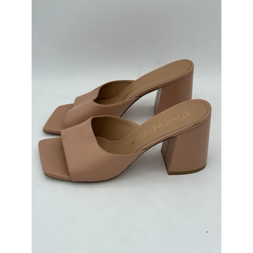 Stuart Weitzman TIA 85 FLAREBLOCK SLIDE - NUDE 911 MSRP $475